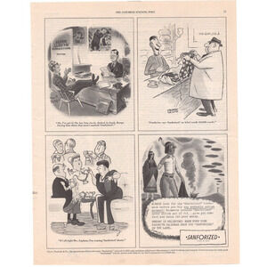 Vintage Original Sanforized Clothing Magazine Advertisement Large B&W 1950s